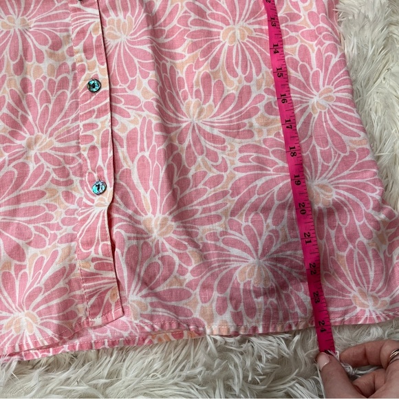 Sigrid Olsen Pink Floral Linen Relaxed Fit Button-Up Blouse sze L - Picture 10 of 11
